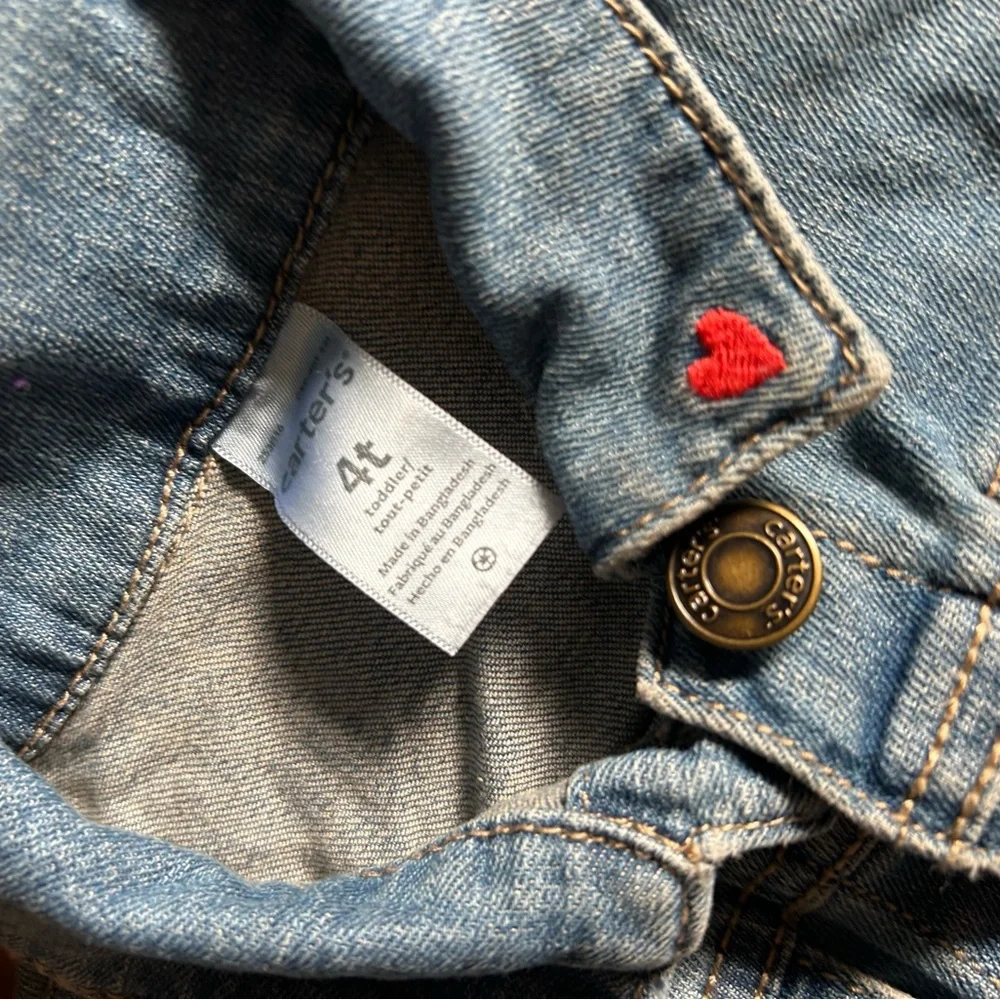 Carter's Blue Denim Jacket with Red Heart for girls 4T